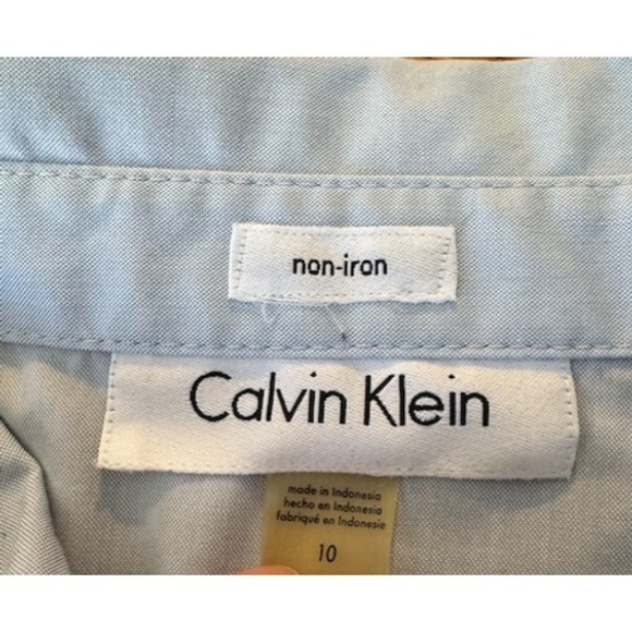 Baby Blue Calvin Klein Non-Iron Fitted Business Causal Blouse - Picture 4 of 5
